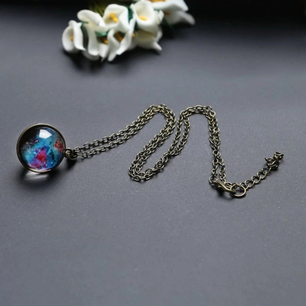 NEW!💙💎UNIVERSE IN A NECKLACE!!💎💙BRIGHT💗PINK!! - Picture 5 of 8